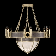 100037-511 Fine Art Lighting Mirage 35.75"W Round Chandelier with Soft Gold Leaf/Brass/Pebble Finish