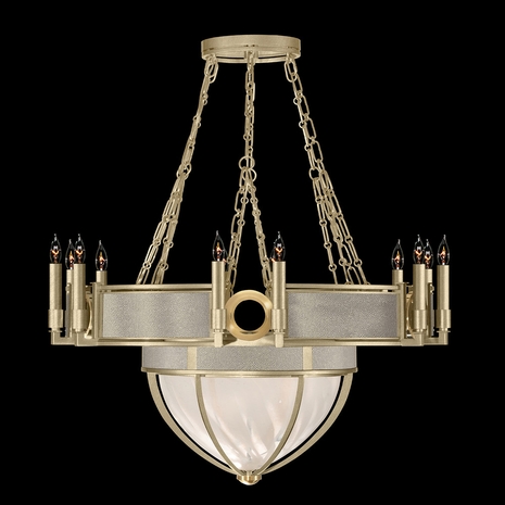 100037-512 Fine Art Lighting Mirage 35.75"W Round Chandelier with Soft Gold Leaf/Brass/Coco Finish