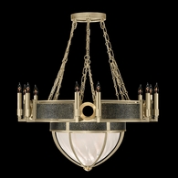 100037-513 Fine Art Lighting Mirage 35.75"W Round Chandelier with Soft Gold Leaf/Brass/Black Knight Finish
