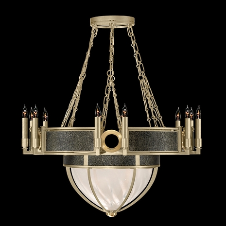 100037-513 Fine Art Lighting Mirage 35.75"W Round Chandelier with Soft Gold Leaf/Brass/Black Knight Finish