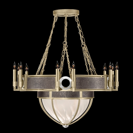 100037-521 Fine Art Lighting Mirage 35.75"W Round Chandelier with Soft Gold Leaf/Nickel/Pebble Finish