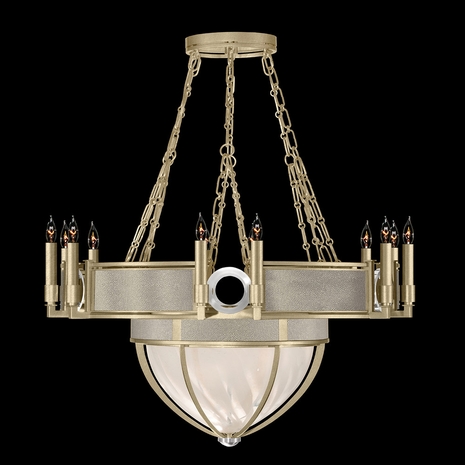 100037-522 Fine Art Lighting Mirage 35.75"W Round Chandelier with Soft Gold Leaf/Nickel/Coco Finish