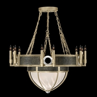 100037-523 Fine Art Lighting Mirage 35.75"W Round Chandelier with Soft Gold Leaf/Nickel/Black Knight Finish