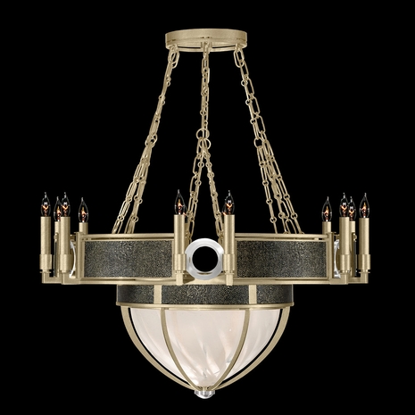 100037-523 Fine Art Lighting Mirage 35.75"W Round Chandelier with Soft Gold Leaf/Nickel/Black Knight Finish