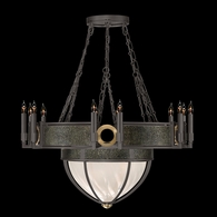 100037-713 Fine Art Lighting Mirage 35.75"W Round Chandelier with Midnight Steel/Brass/Black Knight Finish