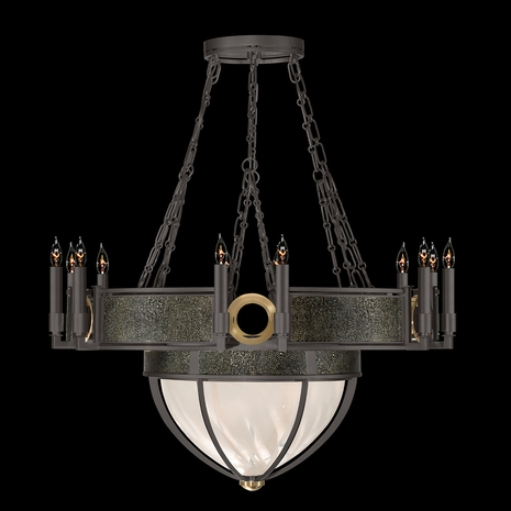 100037-713 Fine Art Lighting Mirage 35.75"W Round Chandelier with Midnight Steel/Brass/Black Knight Finish