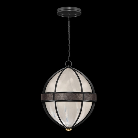 100038-111 Fine Art Lighting Mirage 18.75"W Round Pendant with Black Iron/Brass/Pebble Finish