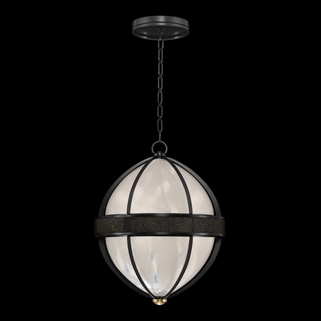 100038-113 Fine Art Lighting Mirage 18.75"W Round Pendant with Black Iron/Brass/Black Knight Finish