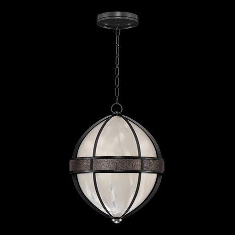 100038-121 Fine Art Lighting Mirage 18.75"W Round Pendant with Black Iron/Nickel/Pebble Finish