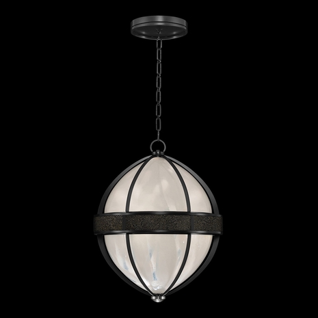 100038-123 Fine Art Lighting Mirage 18.75"W Round Pendant with Black Iron/Nickel/Black Knight Finish