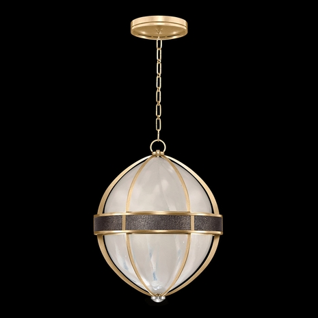 100038-321 Fine Art Lighting Mirage 18.75"W Round Pendant with Gold Leaf/Nickel/Pebble Finish