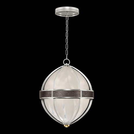 100038-411 Fine Art Lighting Mirage 18.75"W Round Pendant with Silver Leaf/Brass/Pebble Finish