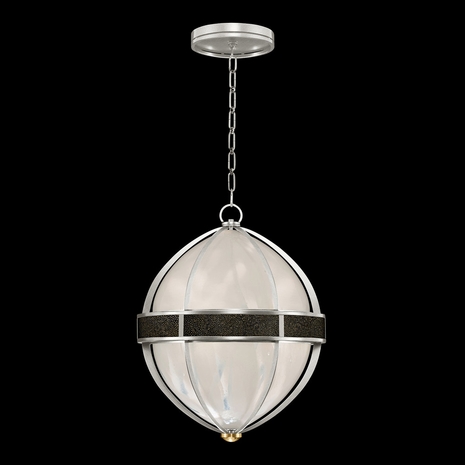 100038-413 Fine Art Lighting Mirage 18.75"W Round Pendant with Silver Leaf/Brass/Black Knight Finish