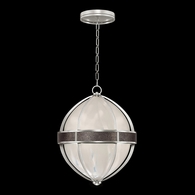 100038-421 Fine Art Lighting Mirage 18.75"W Round Pendant with Silver Leaf/Nickel/Pebble Finish