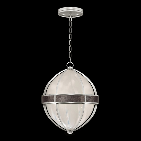 100038-421 Fine Art Lighting Mirage 18.75"W Round Pendant with Silver Leaf/Nickel/Pebble Finish