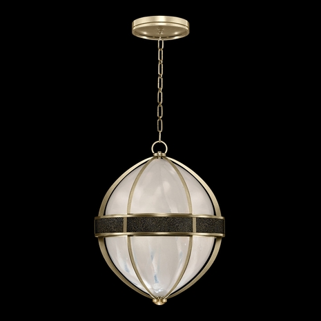 100038-513 Fine Art Lighting Mirage 18.75"W Round Pendant with Soft Gold Leaf/Brass/Black Knight Finish