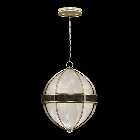 100038-523 Fine Art Lighting Mirage 18.75"W Round Pendant with Soft Gold Leaf/Nickel/Black Knight Finish