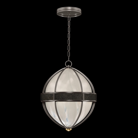 100038-713 Fine Art Lighting Mirage 18.75"W Round Pendant with Midnight Steel/Brass/Black Knight Finish