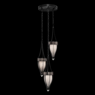 100044-121 Fine Art Lighting Mirage 17.5"W Round Pendant with Black Iron/Nickel/Pebble Finish