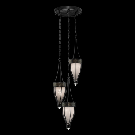 100044-123 Fine Art Lighting Mirage 17.5"W Round Pendant with Black Iron/Nickel/Black Knight Finish