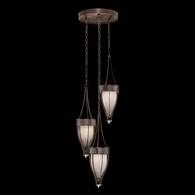 100044-221 Fine Art Lighting Mirage 17.5"W Round Pendant with Bronze/Nickel/Pebble Finish