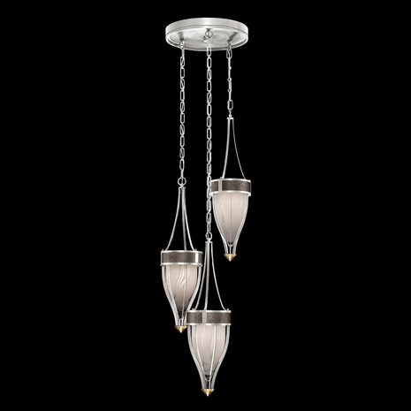 100044-411 Fine Art Lighting Mirage 17.5"W Round Pendant with Silver Leaf/Brass/Pebble Finish