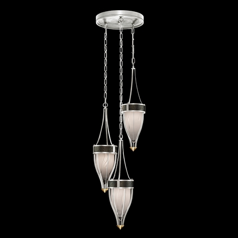 100044-413 Fine Art Lighting Mirage 17.5"W Round Pendant with Silver Leaf/Brass/Black Knight Finish