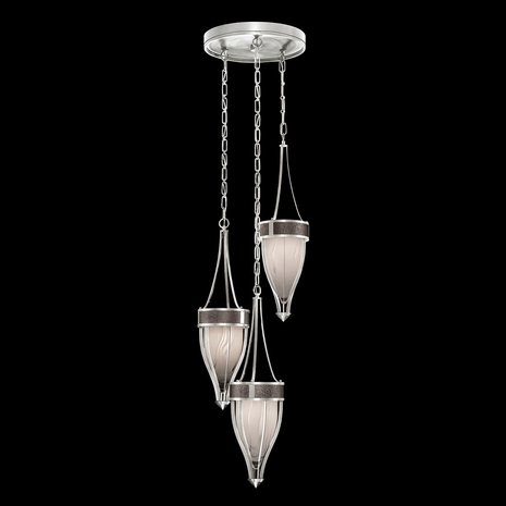 100044-421 Fine Art Lighting Mirage 17.5"W Round Pendant with Silver Leaf/Nickel/Pebble Finish
