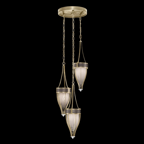 100044-521 Fine Art Lighting Mirage 17.5"W Round Pendant with Soft Gold Leaf/Nickel/Pebble Finish