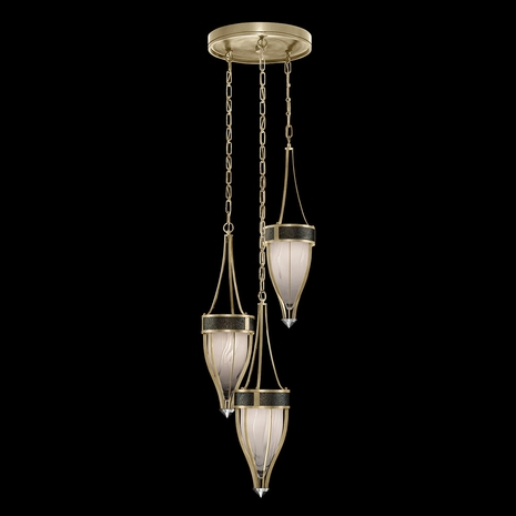 100044-523 Fine Art Lighting Mirage 17.5"W Round Pendant with Soft Gold Leaf/Nickel/Black Knight Finish