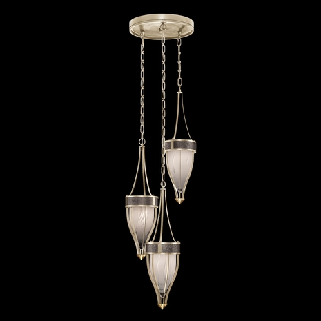 100044-611 Fine Art Lighting Mirage 17.5"W Round Pendant with Champagne/Brass/Pebble Finish