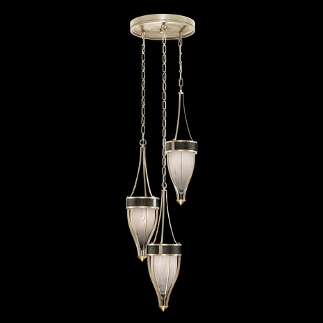 100044-613 Fine Art Lighting Mirage 17.5"W Round Pendant with Champagne/Brass/Black Knight Finish