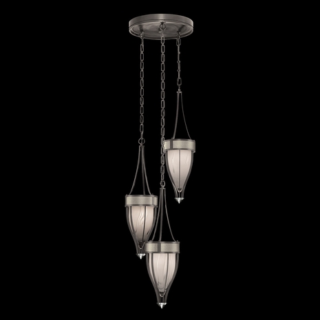 100044-722 Fine Art Lighting Mirage 17.5"W Round Pendant with Midnight Steel/Nickel/Coco Finish