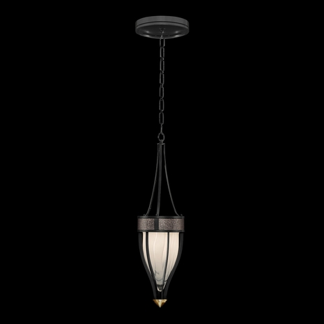 100045-111 Fine Art Lighting Mirage 7.5"W Round Pendant with Black Iron/Brass/Pebble Finish