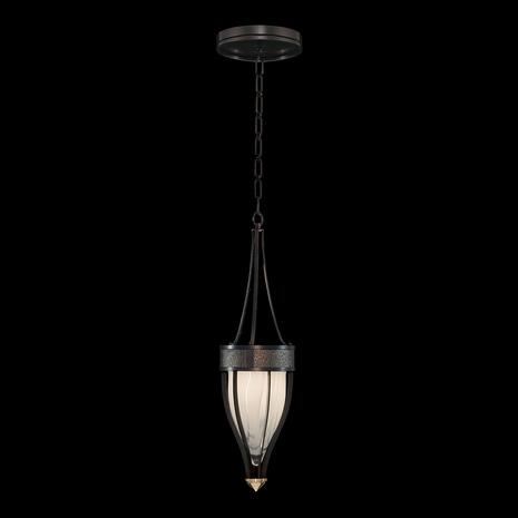 100045-113 Fine Art Lighting Mirage 7.5"W Round Pendant with Black Iron/Brass/Black Knight Finish