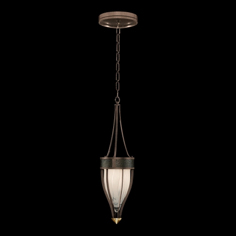 100045-213 Fine Art Lighting Mirage 7.5"W Round Pendant with Bronze/Brass/Black Knight Finish
