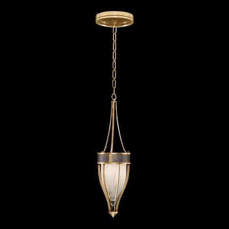 100045-311 Fine Art Lighting Mirage 7.5"W Round Pendant with Gold Leaf/Brass/Pebble Finish