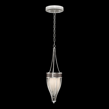 100045-421 Fine Art Lighting Mirage 7.5"W Round Pendant with Silver Leaf/Nickel/Pebble Finish