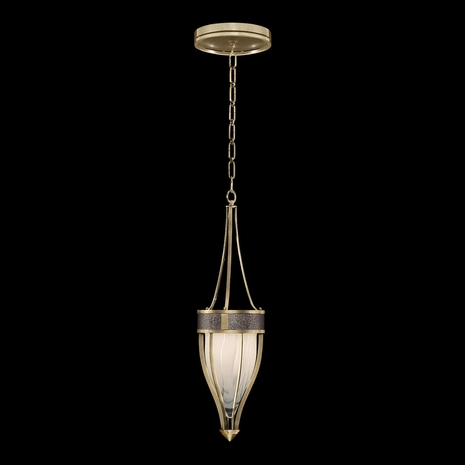 100045-511 Fine Art Lighting Mirage 7.5"W Round Pendant with Soft Gold Leaf/Brass/Pebble Finish