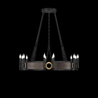 100047-111 Fine Art Lighting Mirage 35.75"W Round Chandelier with Black Iron/Brass/Pebble Finish