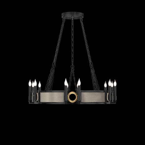100047-112 Fine Art Lighting Mirage 35.75"W Round Chandelier with Black Iron/Brass/Coco Finish