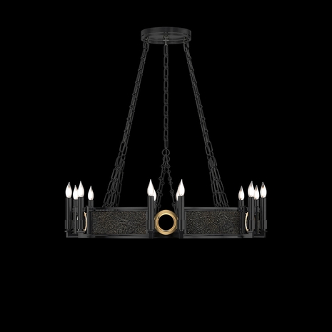 100047-113 Fine Art Lighting Mirage 35.75"W Round Chandelier with Black Iron/Brass/Black Knight Finish