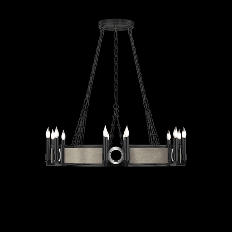 100047-122 Fine Art Lighting Mirage 35.75"W Round Chandelier with Black Iron/Nickel/Coco Finish