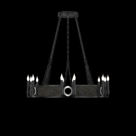 100047-123 Fine Art Lighting Mirage 35.75"W Round Chandelier with Black Iron/Nickel/Black Knight Finish