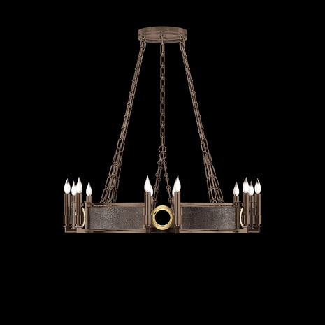 100047-211 Fine Art Lighting Mirage 35.75"W Round Chandelier with Bronze/Brass/Pebble Finish