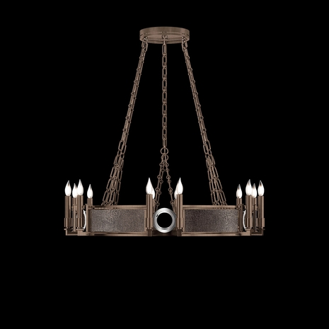 100047-221 Fine Art Lighting Mirage 35.75"W Round Chandelier with Bronze/Nickel/Pebble Finish