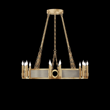 100047-312 Fine Art Lighting Mirage 35.75"W Round Chandelier with Gold Leaf/Brass/Coco Finish