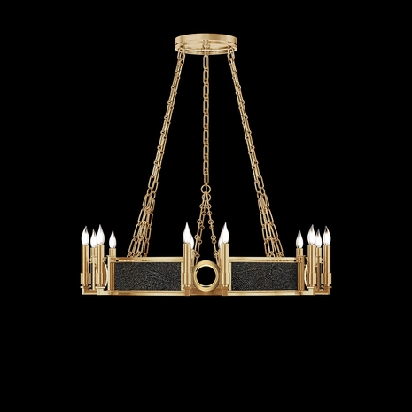 100047-313 Fine Art Lighting Mirage 35.75"W Round Chandelier with Gold Leaf/Brass/Black Knight Finish