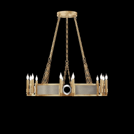 100047-322 Fine Art Lighting Mirage 35.75"W Round Chandelier with Gold Leaf/Nickel/Coco Finish