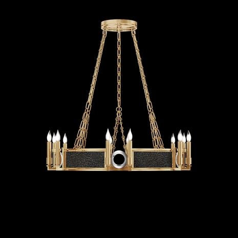 100047-323 Fine Art Lighting Mirage 35.75"W Round Chandelier with Gold Leaf/Nickel/Black Knight Finish